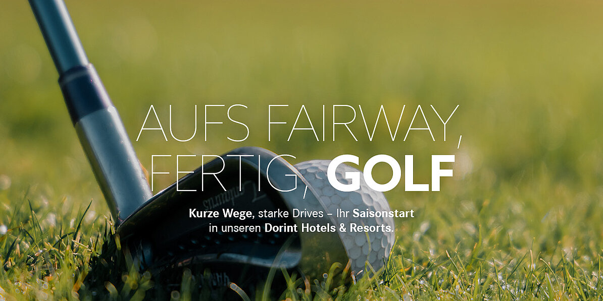 Golfschläger und Ball in Nahaufnahme auf dem Grün