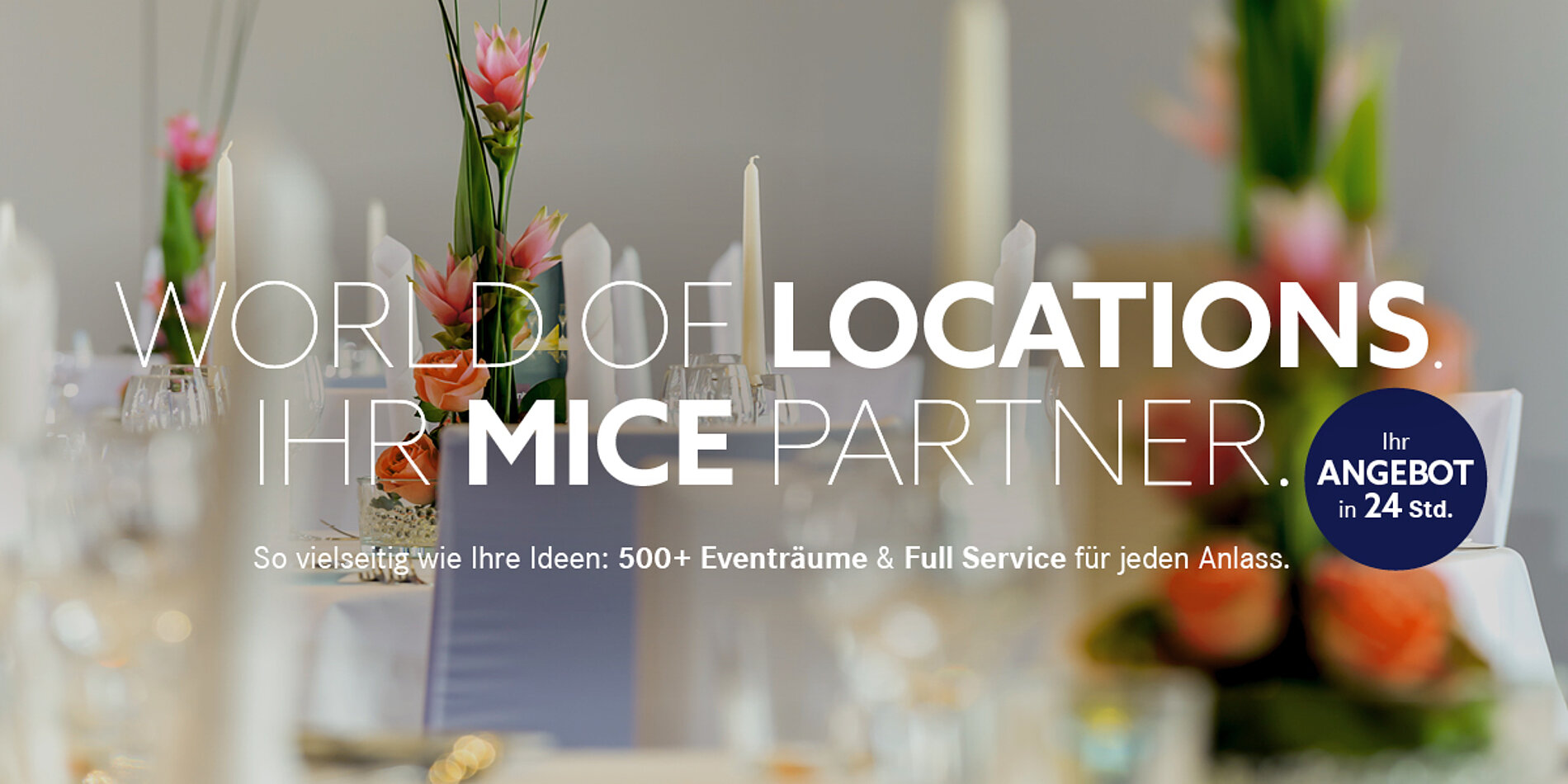 Bannerbild World of Locations mit Feier Setting